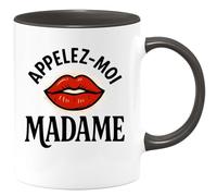 quotedazur - Mug Personnalisé Appelez- Moi Madame Pour Femmes Au Style Affirmé Cadeau Noël Femme Avec Tasse Et Message - Noir/Céramique