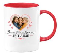 quotedazur - Mug Personnalisé Bonne Fête Maman Je T'Aime Cadeau Spécial Tasse Pour Noël Amour Et Tendresse Au Future Anniversaire Fête Des Mères - Rouge/Céramique