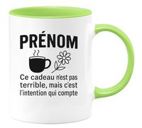 quotedazur - Mug Personnalisé Cadeau Modeste Qui Vient Du Cœur, Tasse Avec Prénom Noël Incluse Sympa Et Abordable - Vert/Céramique
