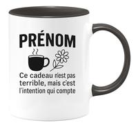 quotedazur - Mug Personnalisé Cadeau Modeste Qui Vient Du Cœur, Tasse Avec Prénom Noël Incluse Sympa Et Abordable - Noir/Céramique