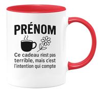 quotedazur - Mug Personnalisé Cadeau Modeste Qui Vient Du Cœur, Tasse Avec Prénom Noël Incluse Sympa Et Abordable - Rouge/Céramique