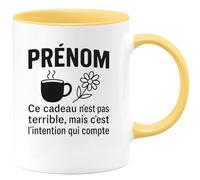 quotedazur - Mug Personnalisé Cadeau Modeste Qui Vient Du Cœur, Tasse Avec Prénom Noël Incluse Sympa Et Abordable - Jaune/Céramique