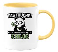 quotedazur - Mug Personnalisé Cadeau Original Humour Pas Touche Cette Tasse Appartient À Chloé - Jaune/Céramique
