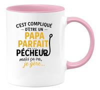 quotedazur - Mug Personnalisé C'Est Compliqué D'Être Un Papa Parfait Et Pêcheur, Mais Je Gère Avec Fierté. Cadeau Tasse Pour Noël Futur Anniversaire - Rose/Céramique
