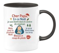 quotedazur - Mug Personnalisé Cher Papa, Noël Au Chaud Dans Le Ventre De Maman, Bientôt Tes Bras. Je T'Aime, Bébé Garçon Cadeau Pour Futuriste Tasse - Noir/Céramique