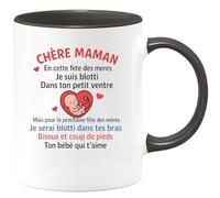 quotedazur - Mug Personnalisé Chère Maman, Pour La Fête Des Mères, Un Cadeau Noël Tendre, Bébé Blotti Bientôt Dans Tes Bras Tasse - Noir/Céramique