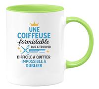 quotedazur - Mug Personnalisé Coiffeuse Formidable, Difficile À Trouver, Impossible Oublier, Quitter Cadeau Femme Tasse Pour Noël Exceptionnelle Et Inoubliable - Vert/Céramique