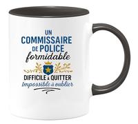 quotedazur - Mug Personnalisé Commissaire De Police Formidable, Dur À Trouver, Difficile Quitter, Impossible Oublier Cadeau Parfait Tasse Pour Professionnel - Noir/Céramique