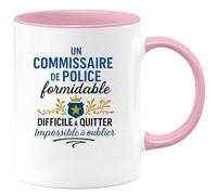 quotedazur - Mug Personnalisé Commissaire De Police Formidable, Dur À Trouver, Difficile Quitter, Impossible Oublier Cadeau Parfait Tasse Pour Professionnel - Rose/Céramique