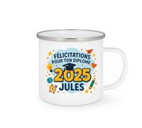 quotedazur - Mug Personnalisé Félicitations Pour Ton Diplôme 2025 Jules Cadeau Noël Tasse Homme Édition - Blanc/Émaillé