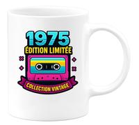 quotedazur - Mug Personnalisé Humour 1975 Édition Limitée Vintage Collection Exclusive Rétro Style Authentique Cadeau Original Tasse Pour Noël Amateurs De Et Collector Unique - Blanc/Céramique