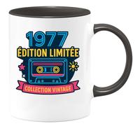 quotedazur - Mug Personnalisé Humour 1977 Édition Limitée Tasse Vintage Collection Exclusive Cadeau Original Unique Pour Noël Amateurs De Style Retro Et Années 70 - Noir/Céramique