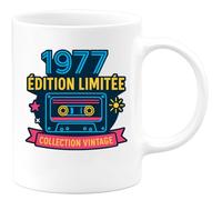 quotedazur - Mug Personnalisé Humour 1977 Édition Limitée Tasse Vintage Collection Exclusive Cadeau Original Unique Pour Noël Amateurs De Style Retro Et Années 70 - Blanc/Céramique