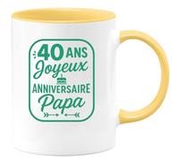 quotedazur - Mug Personnalisé Humour 40 Ans 1985 Joyeux Anniversaire Papa, Cadeau Idée Originale Avec Tasse Pour Noël Spécial - Jaune/Céramique