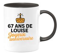 quotedazur - Mug Personnalisé Humour 67 Ans 1958 De Louise Joyeux Anniversaire Pour Une Tasse Idée Cadeau Originale - Noir/Céramique