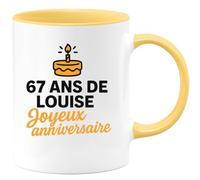 quotedazur - Mug Personnalisé Humour 67 Ans 1958 De Louise Joyeux Anniversaire Pour Une Tasse Idée Cadeau Originale - Jaune/Céramique