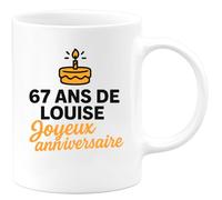 quotedazur - Mug Personnalisé Humour 67 Ans 1958 De Louise Joyeux Anniversaire Pour Une Tasse Idée Cadeau Originale - Blanc/Céramique