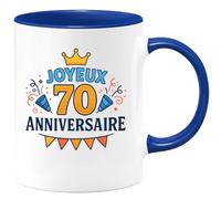 quotedazur - Mug Personnalisé Humour 70E Anniversaire Joyeux À Célébrer Avec Une Tasse Cadeau Original 70 Ans 1955 Pour Toutes Occasions - Bleu/Céramique