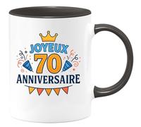 quotedazur - Mug Personnalisé Humour 70E Anniversaire Joyeux À Célébrer Avec Une Tasse Cadeau Original 70 Ans 1955 Pour Toutes Occasions - Noir/Céramique