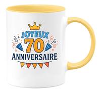 quotedazur - Mug Personnalisé Humour 70E Anniversaire Joyeux À Célébrer Avec Une Tasse Cadeau Original 70 Ans 1955 Pour Toutes Occasions - Jaune/Céramique