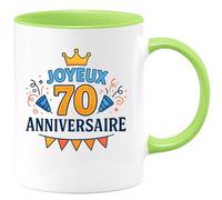 quotedazur - Mug Personnalisé Humour 70E Anniversaire Joyeux À Célébrer Avec Une Tasse Cadeau Original 70 Ans 1955 Pour Toutes Occasions - Vert/Céramique