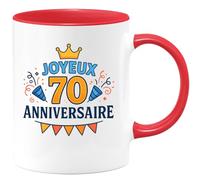 quotedazur - Mug Personnalisé Humour 70E Anniversaire Joyeux À Célébrer Avec Une Tasse Cadeau Original 70 Ans 1955 Pour Toutes Occasions - Rouge/Céramique