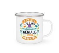 quotedazur - Mug Personnalisé Humour 77 Ans 1948 Pour Devenir Géniale Et Presque Parfaite Idée Cadeau Noël Originale Tasse Anniversaire Femme - Blanc/Émaillé