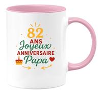 quotedazur - Mug Personnalisé Humour 82 Ans 1943 Joyeux Anniversaire Papa Cadeau Spécial Original Tasse Pour - Rose/Céramique