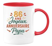 quotedazur - Mug Personnalisé Humour 86 Ans 1939 Joyeux Anniversaire Papa Cadeau Original Spécial Et Unique Idée Tasse Pour Noël Futur Fête Des Pères Annonce Naissance - Rouge/Céramique