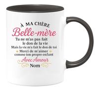 quotedazur - Mug Personnalisé Humour À Ma Chère Belle-Mère, Merci De M'Aimer Comme Ton Propre Enfant Avec Amour Nom Cadeau Original Idéal Tasse Élégante Pour Noël Exceptionnelle - Noir/Céramique