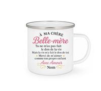 quotedazur - Mug Personnalisé Humour À Ma Chère Belle-Mère, Merci De M'Aimer Comme Ton Propre Enfant Avec Amour Nom Cadeau Original Idéal Tasse Élégante Pour Noël Exceptionnelle - Blanc/Émaillé