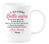 quotedazur - Mug Personnalisé Humour À Ma Chère Belle-Mère, Merci De M'Aimer Comme Ton Propre Enfant Avec Amour Nom Cadeau Original Idéal Tasse Élégante Pour Noël Exceptionnelle - Blanc/Céramique