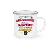 quotedazur - Mug Personnalisé Humour Aide- Soignante, Pas Magicienne, Mais Je Fais Des Merveilles Au Quotidien Cadeau Femme Idéal Pour Tasse Originale Et Pratique - Blanc/Émaillé