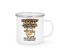 quotedazur - Mug Personnalisé Humour Assistant Social, Doux Comme Un Agneau, Mais Pas À Chercher Cadeau Original Tasse Et Courageux - Blanc/Émaillé