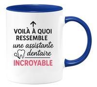 quotedazur - Mug Personnalisé Humour Assistante Dentaire Incroyable Un Métier D’Exception Et De Passion Cadeau Femme Original Idéal Tasse Unique Pour Noël Exceptionnelle - Bleu/Céramique
