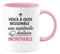 quotedazur - Mug Personnalisé Humour Assistante Dentaire Incroyable Un Métier D’Exception Et De Passion Cadeau Original Idéal Tasse Unique Pour Noël Exceptionnelle - Rose/Céramique