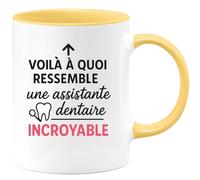 quotedazur - Mug Personnalisé Humour Assistante Dentaire Incroyable Un Métier D’Exception Et De Passion Cadeau Femme Original Idéal Tasse Unique Pour Noël Exceptionnelle - Jaune/Céramique