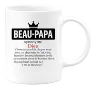 quotedazur - Mug Personnalisé Humour Beau-Papa Synonyme De Dieu, Homme Parfait, Charismatique, Drôle, Humble Et Toujours Plein Bonnes Idées. Idée Cadeau Noël Originale Tasse Unique - Blanc/Céramique