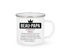 quotedazur - Mug Personnalisé Humour Beau-Papa Synonyme De Dieu, Homme Parfait, Charismatique, Drôle, Humble Et Toujours Plein Bonnes Idées. Idée Cadeau Noël Originale Tasse Unique - Blanc/Émaillé
