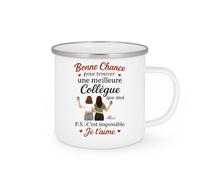 quotedazur - Mug Personnalisé Humour Bonne Chance Pour Trouver Une Meilleure Collègue Que Moi Ps: C'Est Impossible Je T'Aime Cadeau Original Idéal Tasse Femme À Chérir - Blanc/Émaillé