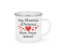 quotedazur - Mug Personnalisé Humour Cadeau Ma Mamie D'Amour Et Mon Papy Adoré, Pour Grands- Parents Chéris Idée Originale Tasse Adorés - Blanc/Émaillé