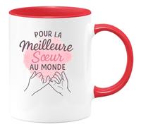 quotedazur - Mug Personnalisé Humour Cadeau Pour Noël La Meilleure Sœur Au Monde, Un Présent Plein D'Affection Idée Originale Tasse Unique Offrir Avec Amour - Rouge/Céramique