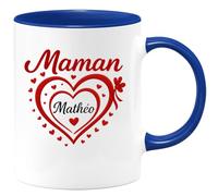 quotedazur - Mug Personnalisé Humour Cadeau Tasse Maman Mathéo Original Pour Prénom - Bleu/Céramique
