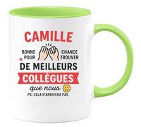 quotedazur - Mug Personnalisé Humour Camille, Bonne Chance Pour Trouver De Meilleurs Collègues Que Nous (Cela N'Arrivera Pas) Cadeau Noël Original Unique Collègue, Tasse - Vert/Céramique