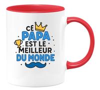 quotedazur - Mug Personnalisé Humour Ce Papa Est Le Meilleur Du Monde Cadeau Parfait Pour Homme Idée Originale Tasse Cher À Votre Cœur - Rouge/Céramique