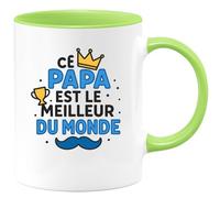 quotedazur - Mug Personnalisé Humour Ce Papa Est Le Meilleur Du Monde Cadeau Parfait Pour Noël Homme Idée Originale Tasse Cher À Votre Cœur Futur Anniversaire Fête Des Pères - Vert/Céramique