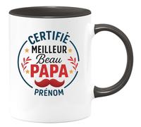 quotedazur - Mug Personnalisé Humour Certifié Meilleur Beau Papa Cadeau Original Tasse Avec Prénom Idée Unique Et Pour Noël Exceptionnel Futur Anniversaire Fête Des Pères - Noir/Céramique