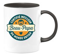 quotedazur - Mug Personnalisé Humour Certifié Meilleur Beau-Papa Du Monde Entier Cadeau En Tasse Idée Originale Avec Pour Noël Unique - Noir/Céramique
