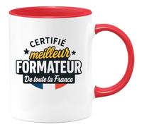 quotedazur - Mug Personnalisé Humour Certifié Meilleur Formateur En France Reconnaissance Et Fierté Garanties Cadeau Original Unique Pour Noël Tasse Élégante Pratique À Offrir - Rouge/Céramique