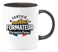quotedazur - Mug Personnalisé Humour Certifié Meilleur Formateur En France Reconnaissance Et Fierté Garanties Cadeau Original Unique Pour Noël Tasse Élégante Pratique À Offrir - Noir/Céramique